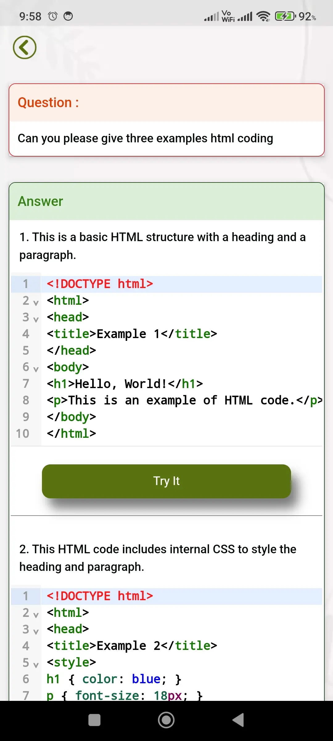 HTML Code Play app screenshot 2 for Android